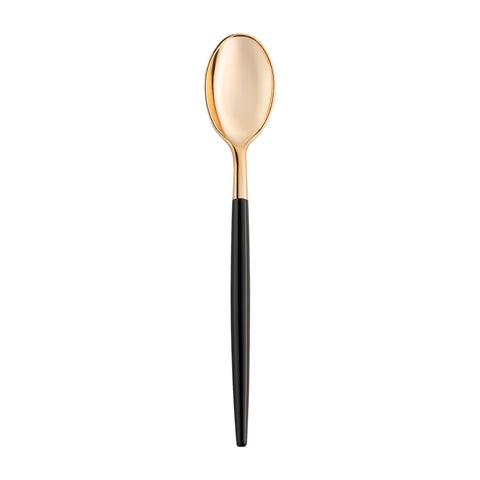 Gold with Black Handle Moderno Disposable Plastic Dinner Spoons Main | The Kaya Collection