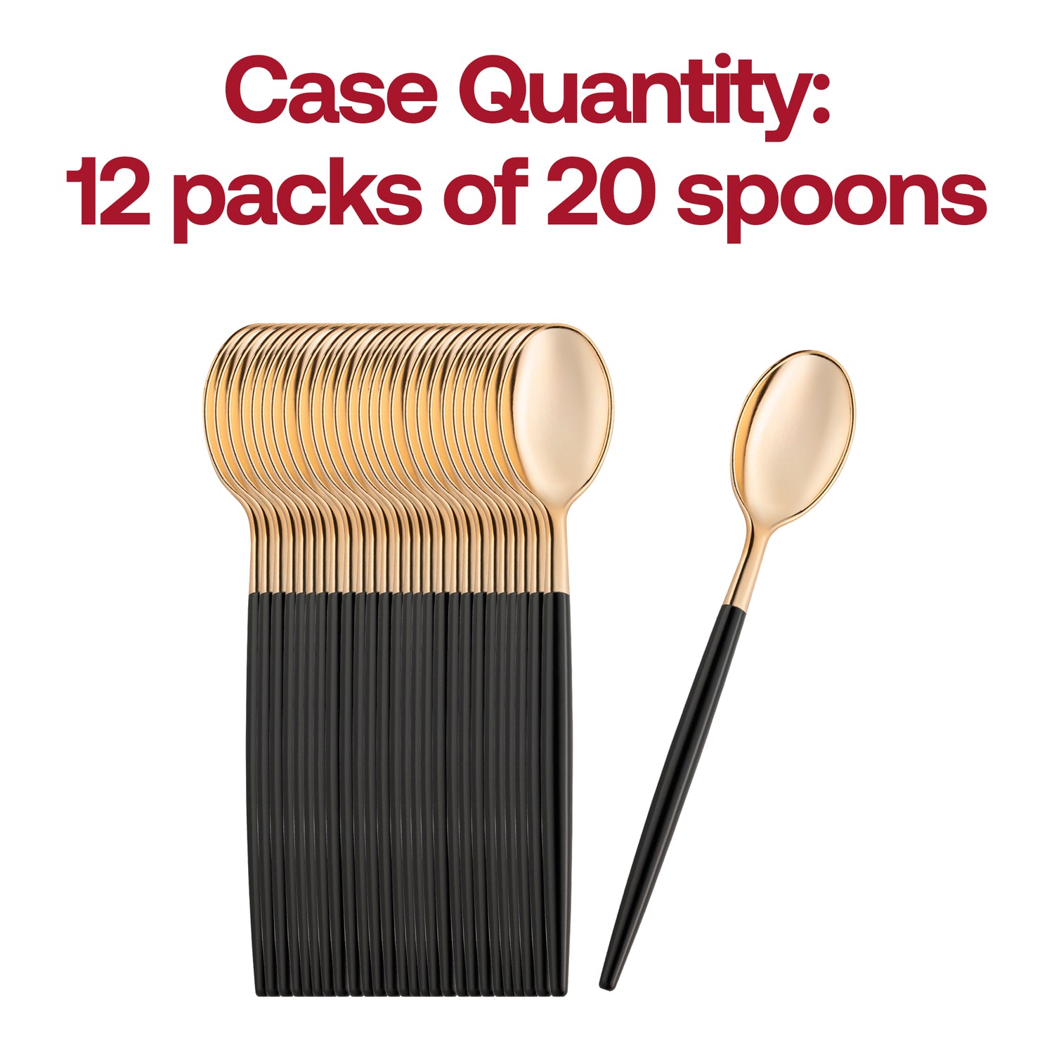 Gold with Black Handle Moderno Disposable Plastic Dinner Spoons Quantity | The Kaya Collection