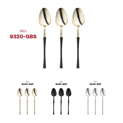 Shiny Gold with Black Handle Moderno Disposable Plastic Dinner Spoons