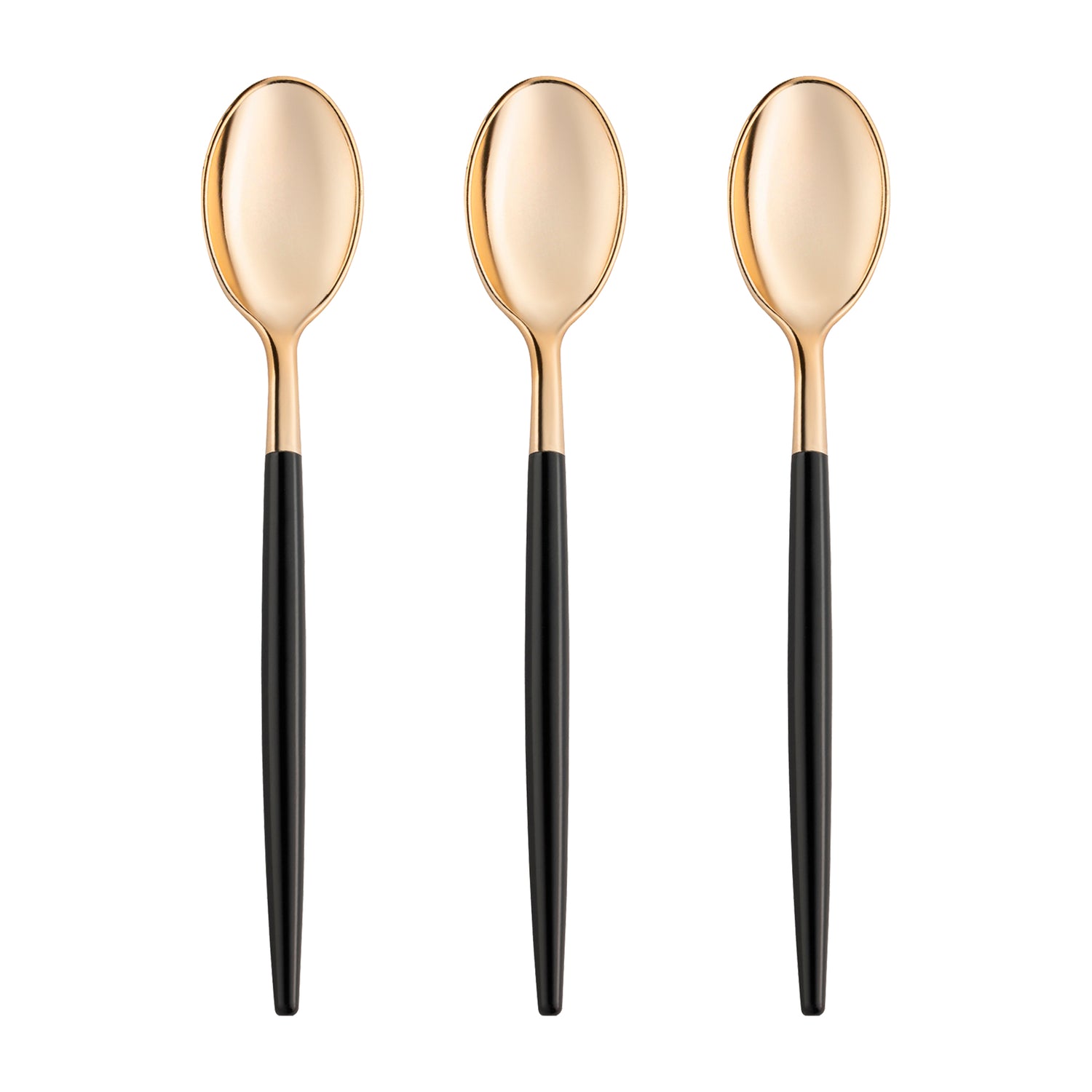 Gold with Black Handle Moderno Disposable Plastic Dinner Spoons Secondary | The Kaya Collection