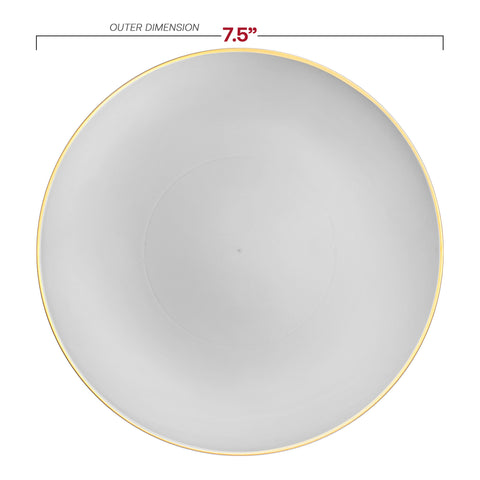 Gray with Gold Rim Organic Round Disposable Plastic Appetizer/Salad Plates (7.5