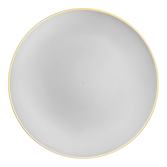 Gray with Gold Rim Organic Round Disposable Plastic Appetizer/Salad Plates (7.5") | The Kaya Collection