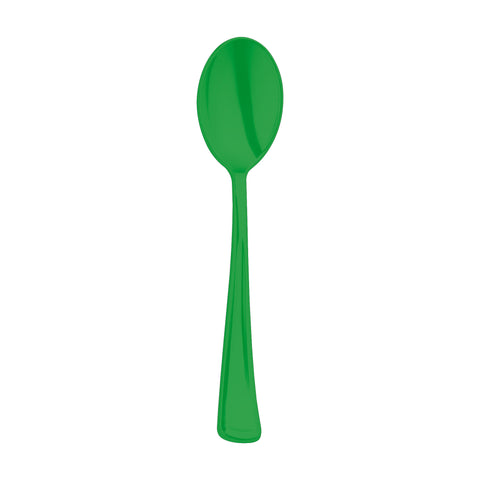 Green Disposable Plastic Party Spoons