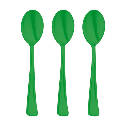 Green Disposable Plastic Party Spoons