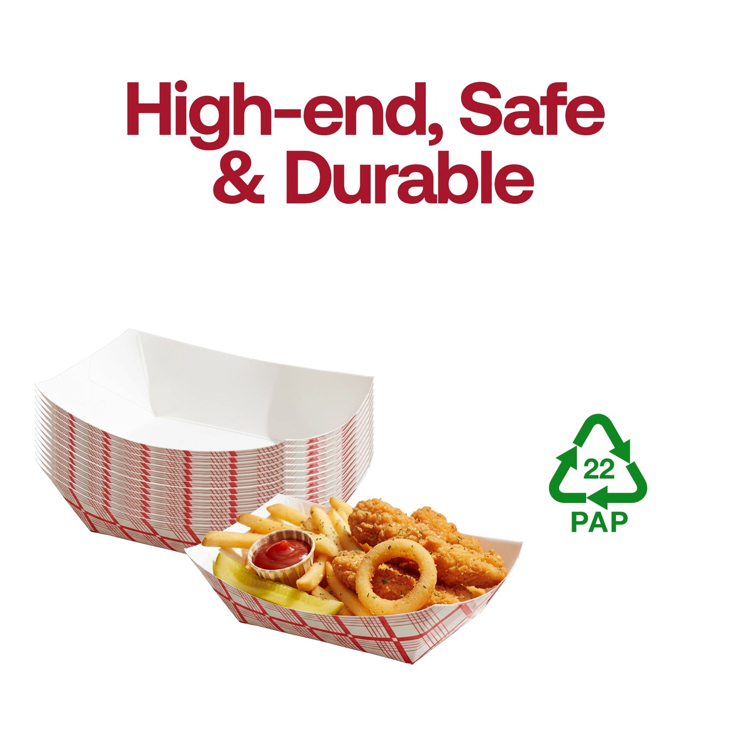 2 lb Red Plaid Paper Food Trays