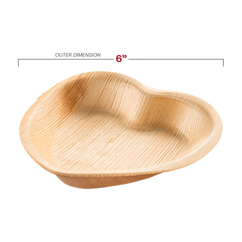 Heart Natural Palm Leaf Eco-Friendly Disposable Salad Plates (6