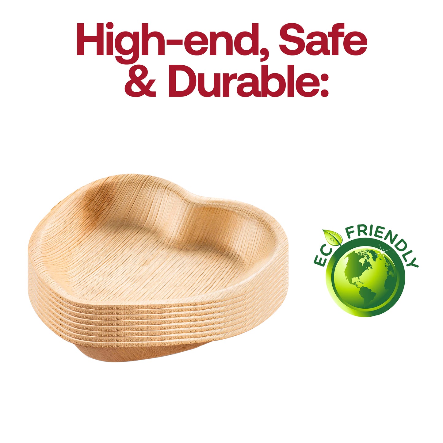 Heart Natural Palm Leaf Eco-Friendly Disposable Salad Plates (6")