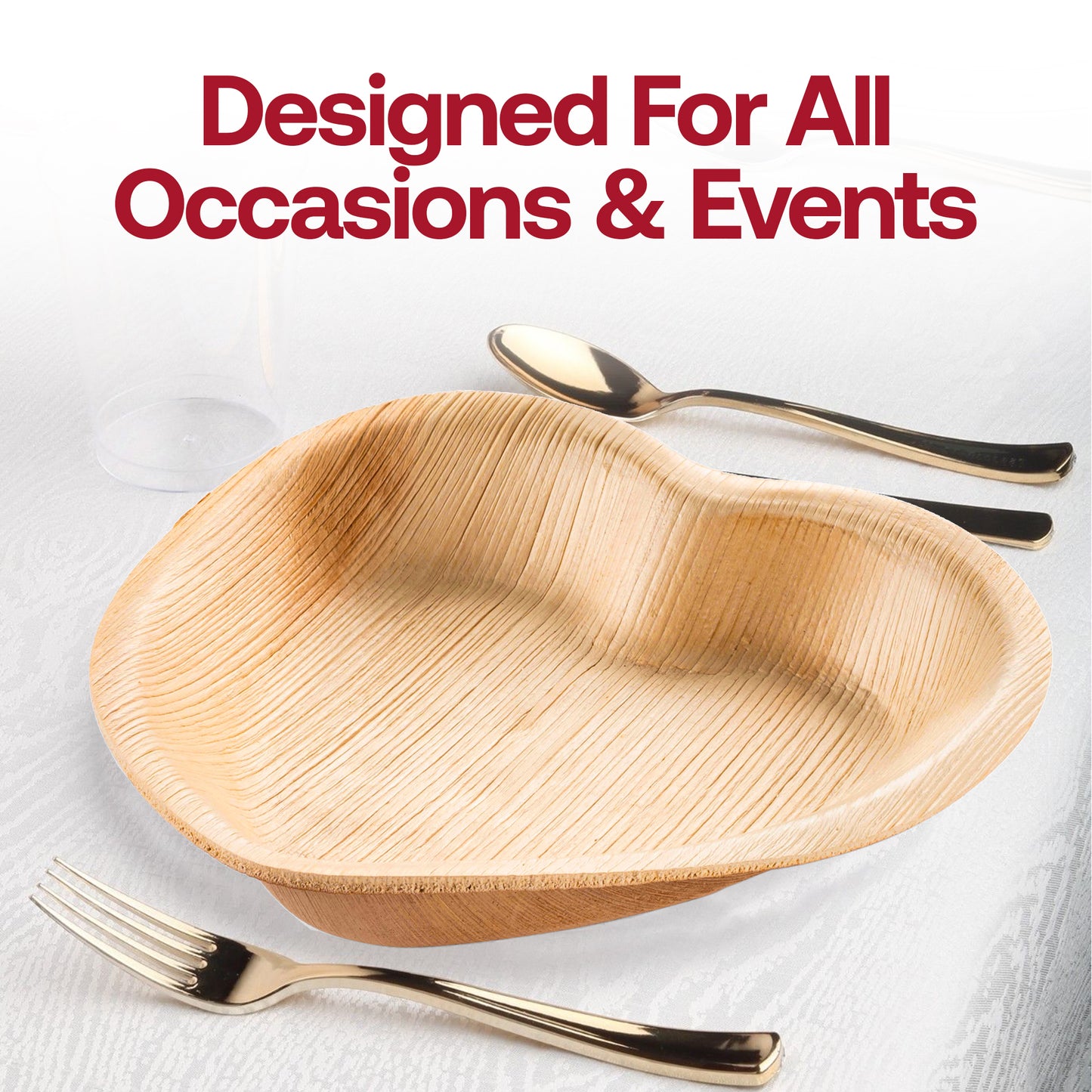 Heart Natural Palm Leaf Eco-Friendly Disposable Salad Plates (6")