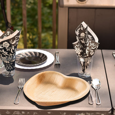 Heart Natural Palm Leaf Eco-Friendly Disposable Salad Plates (6