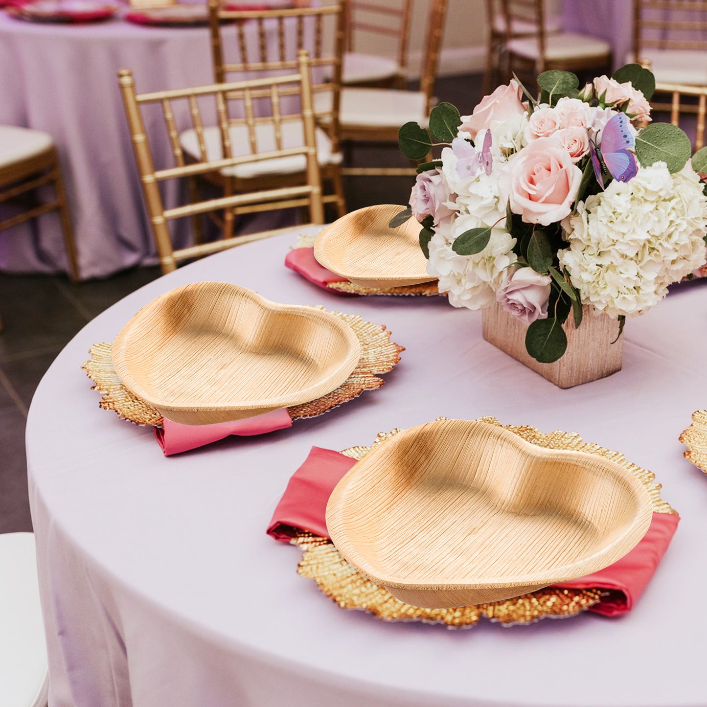 Heart Natural Palm Leaf Eco-Friendly Disposable Salad Plates (6")