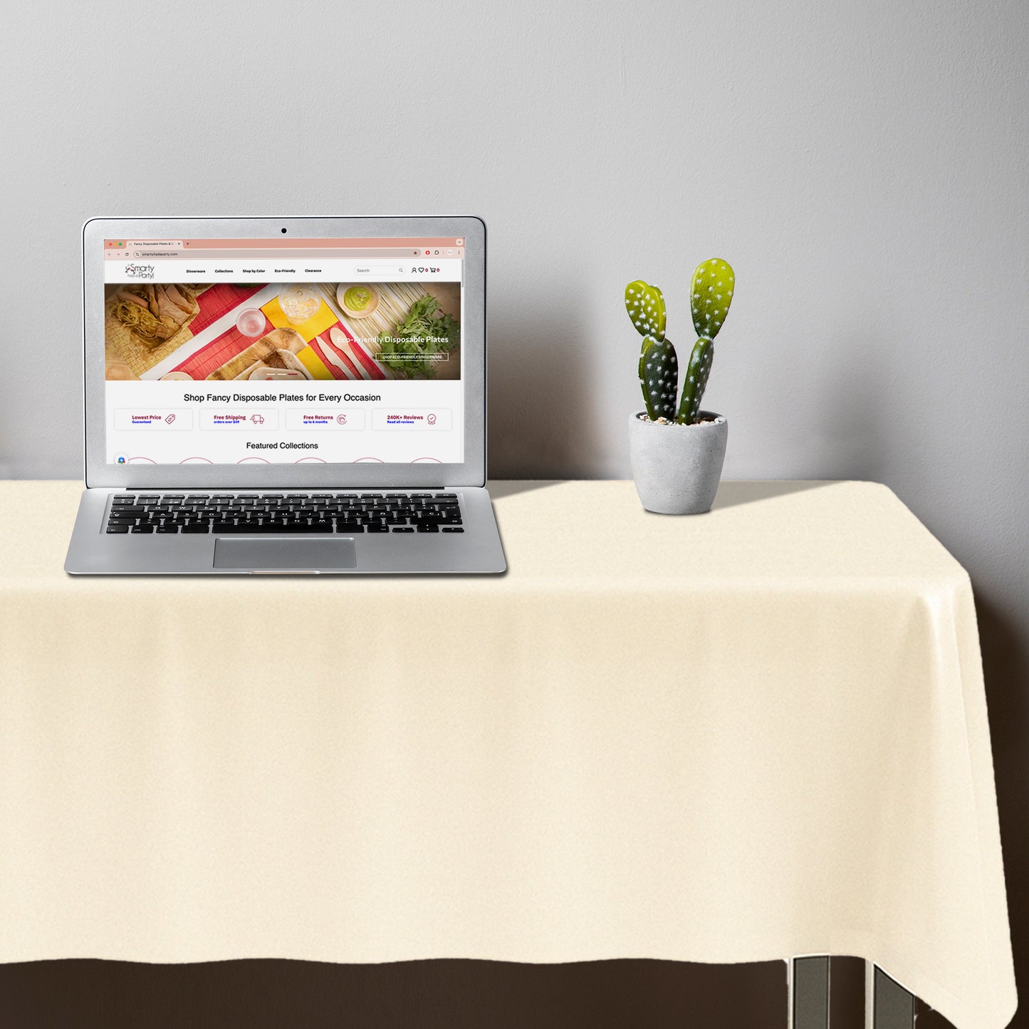 Ivory Rectangular Plastic Tablecloths (54" x 108")