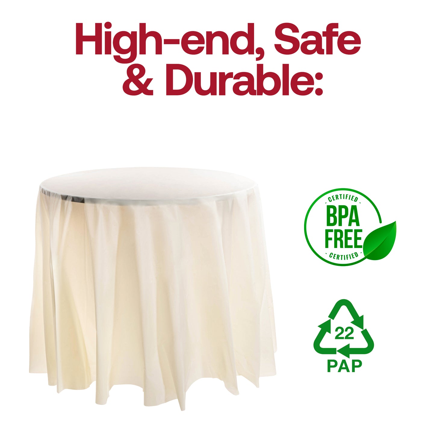 Ivory Round Plastic Tablecloths (84")