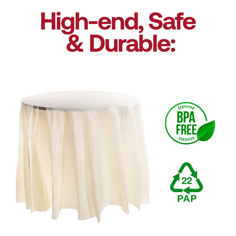 Ivory Round Plastic Tablecloths (84