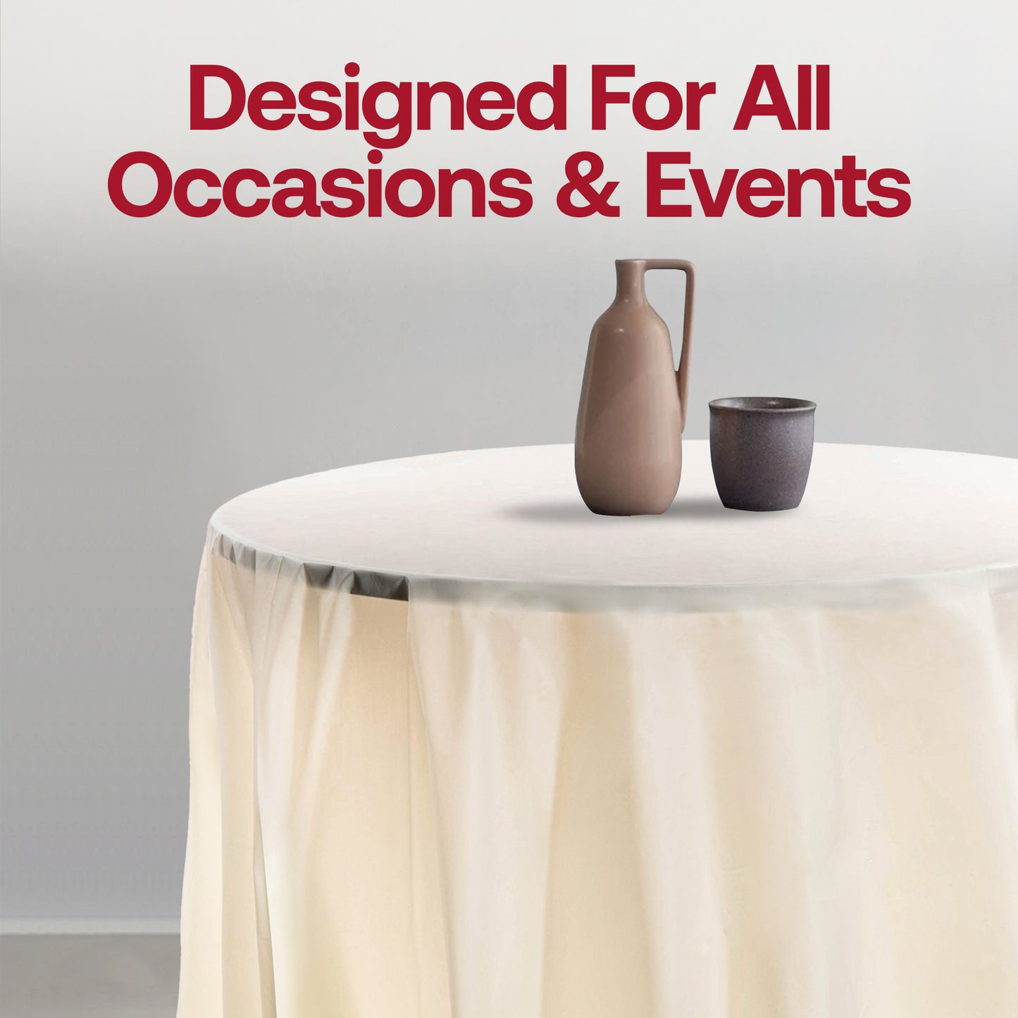 Ivory Round Plastic Tablecloths (84")