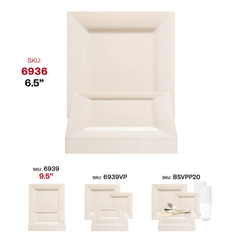 Ivory Square Disposable Plastic Cake Plates (6.5