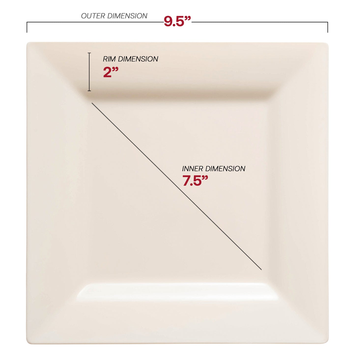 Ivory Square Disposable Plastic Dinner Plates (9.5")