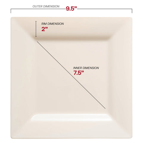 Ivory Square Disposable Plastic Dinner Plates (9.5