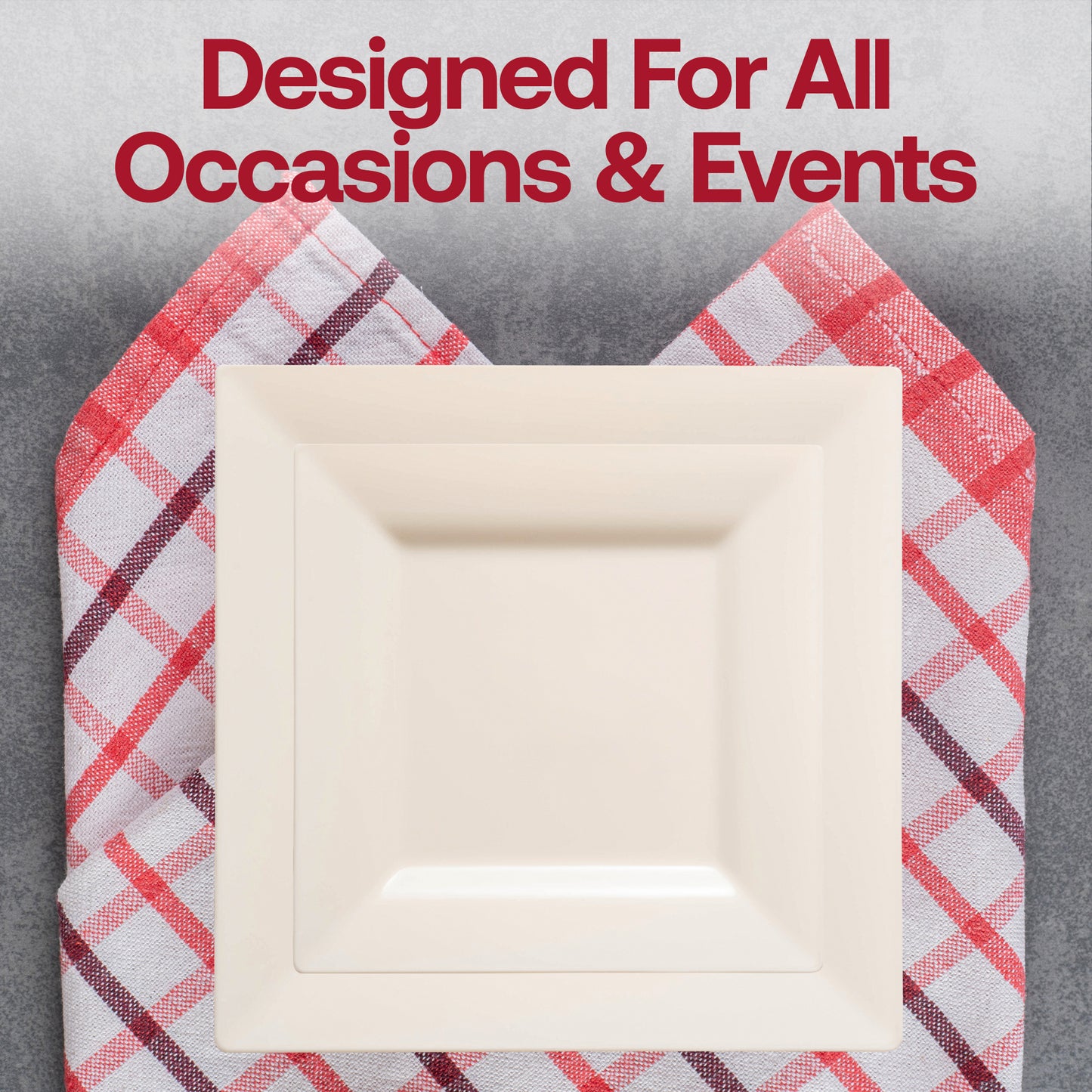 Ivory Square Disposable Plastic Dinner Plates (9.5")