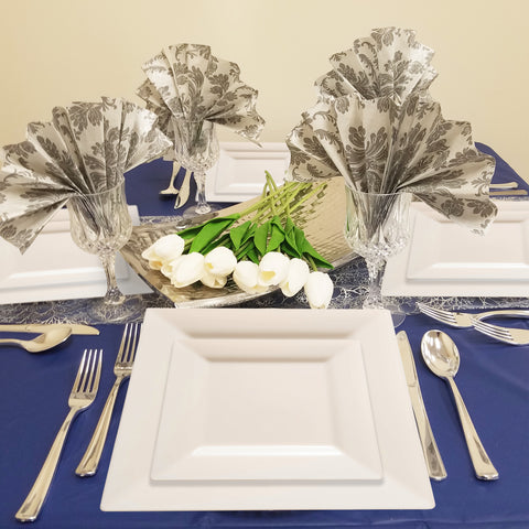 Ivory Square Disposable Plastic Dinner Plates (9.5