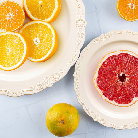 Ivory Vintage Round Disposable Plastic Salad Plates (7.5