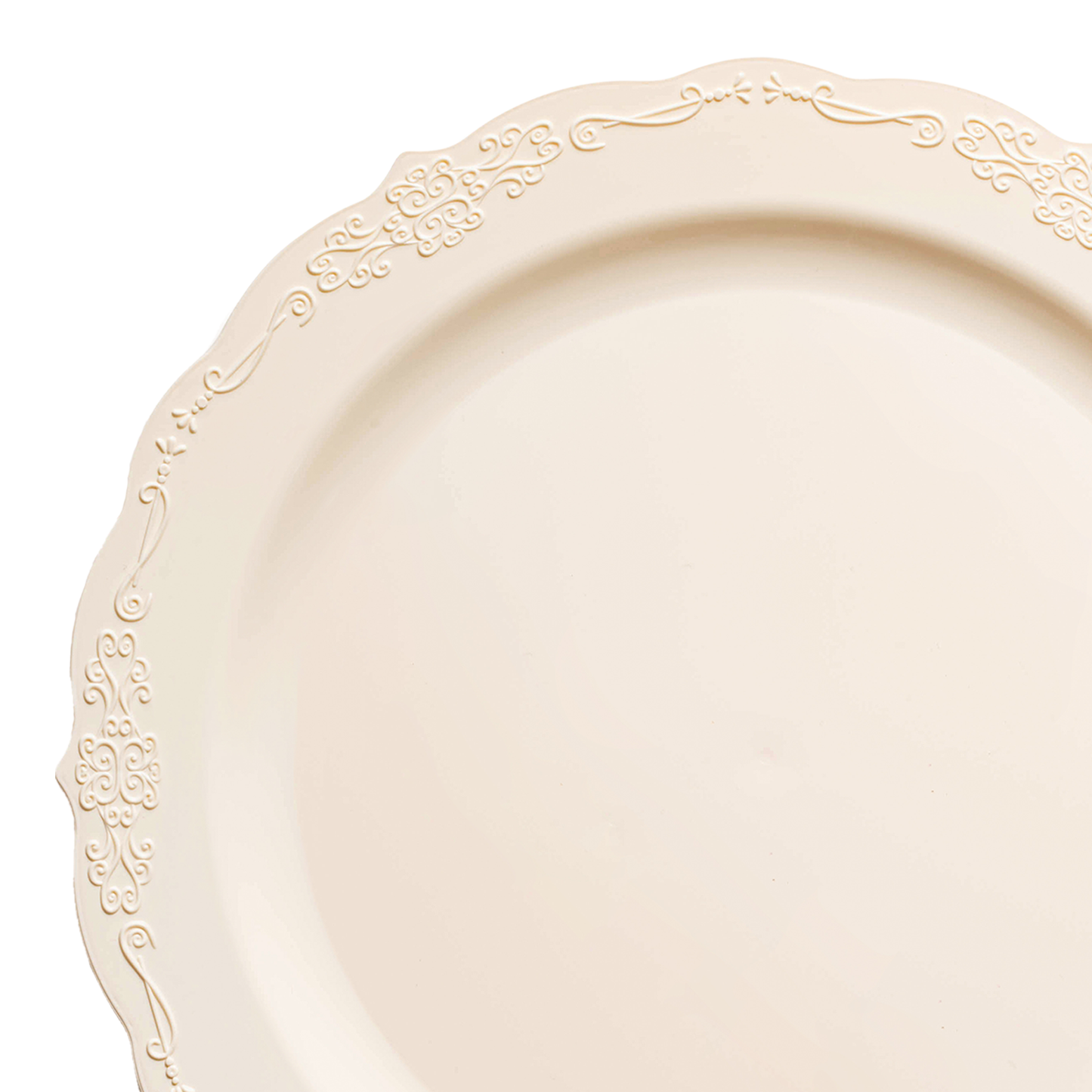 Ivory Vintage Round Disposable Plastic Appetizer/Salad Plates (7.5") | The Kaya Collection