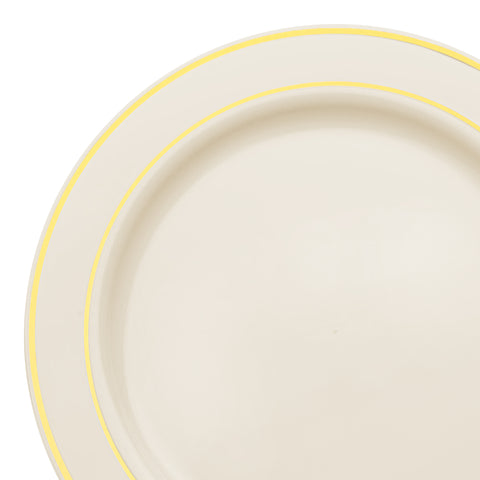 Ivory with Gold Edge Rim Plastic Appetizer/Salad Plates (7.5