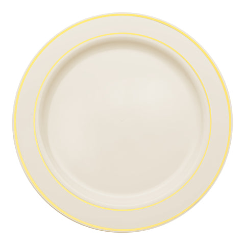 Ivory with Gold Edge Rim Plastic Appetizer/Salad Plates (7.5