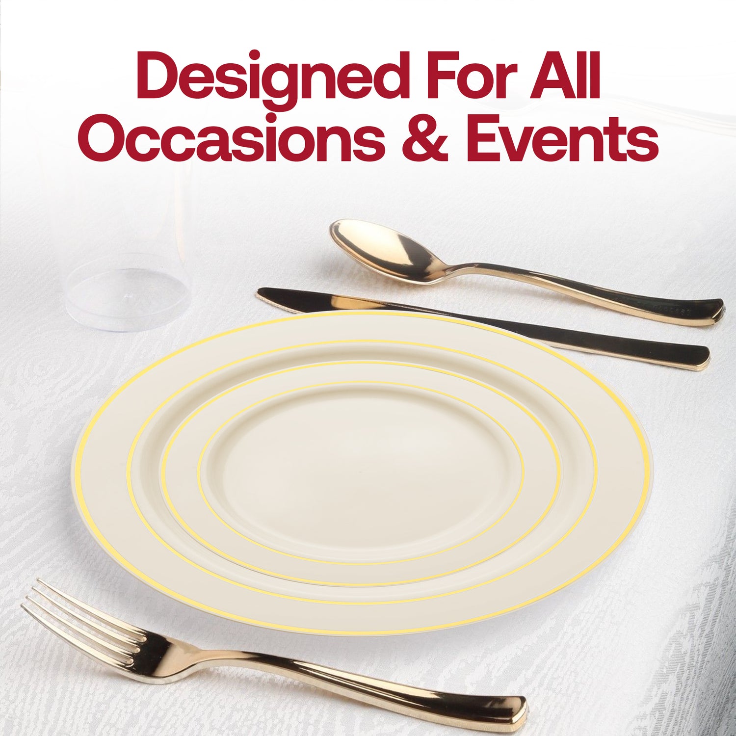 Plastic Plates Ivory Gold Rim Dinner Plates Kaya Collection