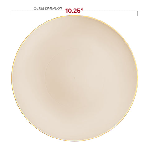 Ivory with Gold Rim Organic Round Plastic Disposable Dinner Plates (10.25