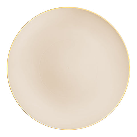 Ivory with Gold Rim Organic Round Plastic Disposable Dinner Plates (10.25
