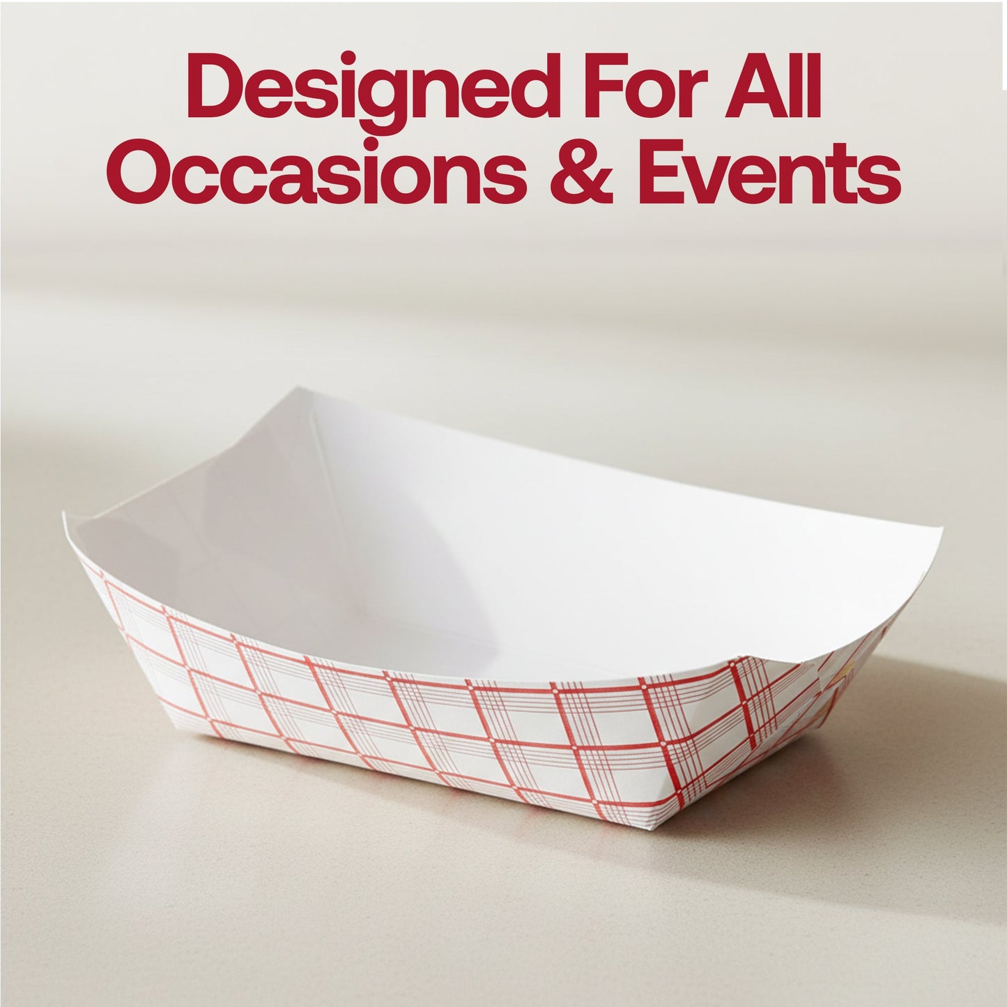 3 lb Red Plaid Paper Food Trays