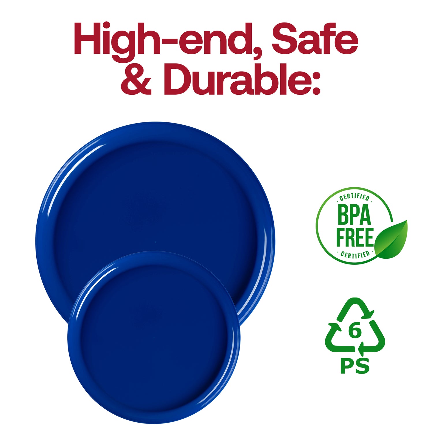 Light Blue Flat Round Disposable Plastic Dinner Plates (10") BPA | The Kaya Collection