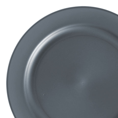 Matte Charcoal Gray Round Plastic Dinner Plates (10