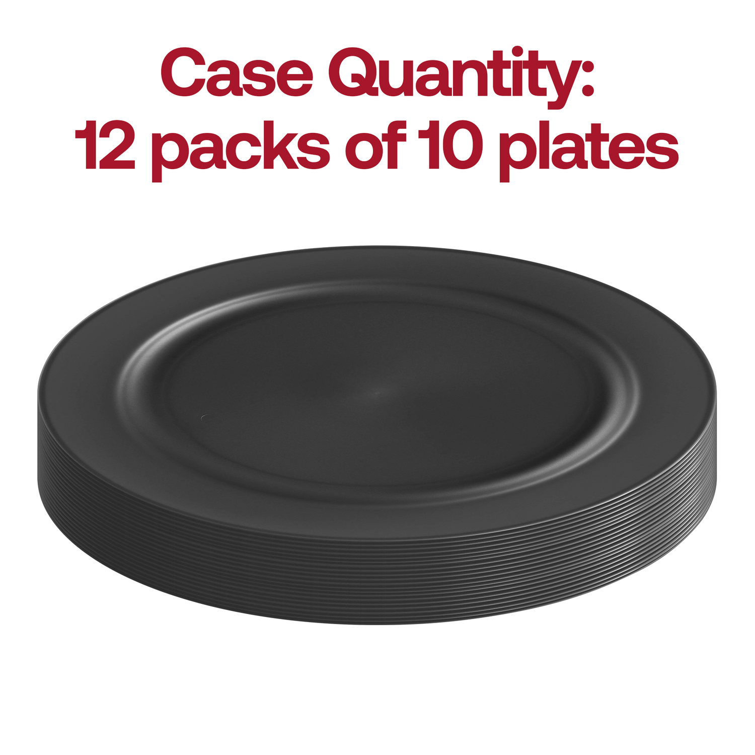 Matte Charcoal Gray Round Disposable Plastic Dinner Plates (10") Quantity | The Kaya Collection