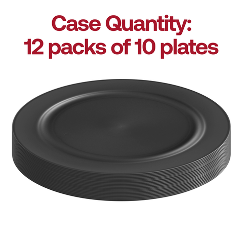 Matte Charcoal Gray Round Disposable Plastic Dinner Plates (10