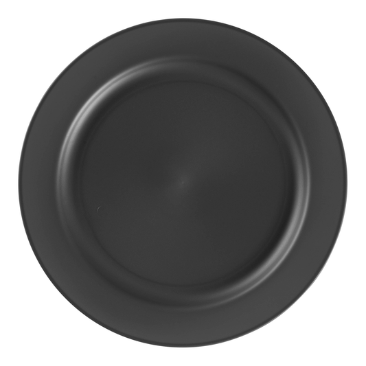 Matte Charcoal Gray Round Disposable Plastic Dinner Plates (10") | The Kaya Collection
