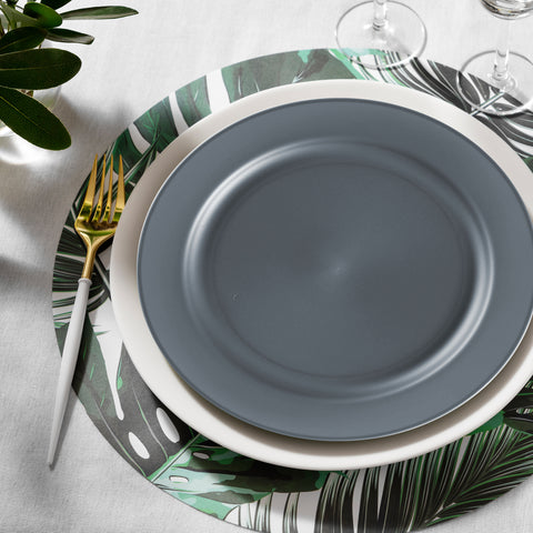 Matte Charcoal Gray Round Plastic Salad Plates (7.5