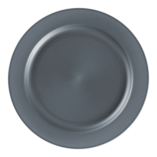 Matte Charcoal Gray Round Plastic Salad Plates (7.5") | The Kaya Collection
