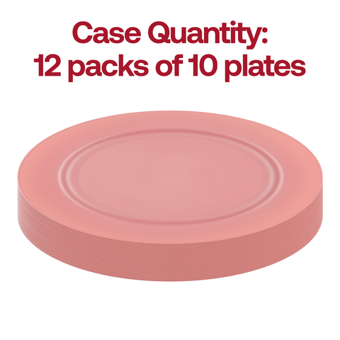 Matte Fuchsia Round Plastic Dinner Plates (10