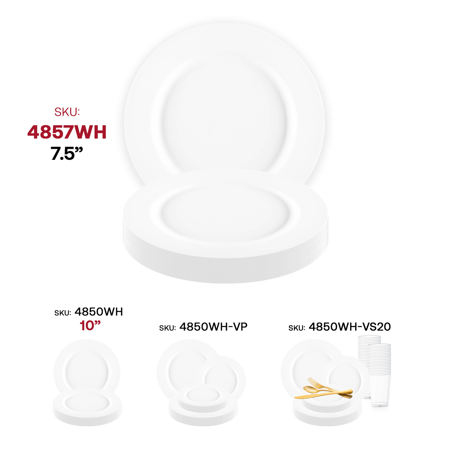Matte Milk White Round Disposable Plastic Appetizer/Salad Plates (7.5") SKU | The Kaya Collection