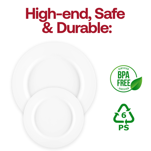 Matte Milk White Round Disposable Plastic Dinner Plates (10