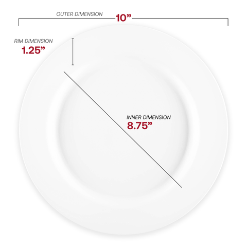 Matte Milk White Round Disposable Plastic Dinner Plates (10