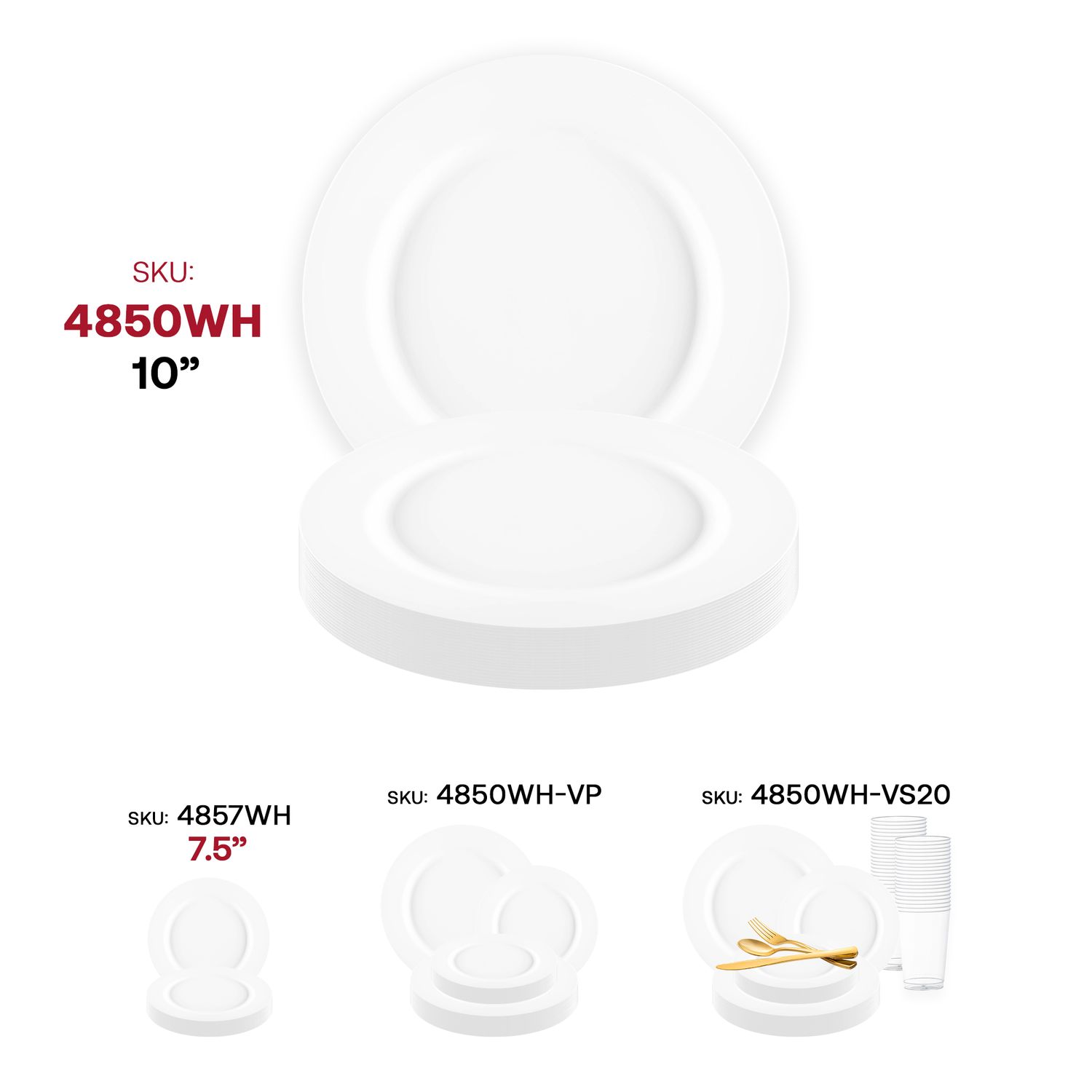 Matte Milk White Round Disposable Plastic Dinner Plates (10") SKU | The Kaya Collection