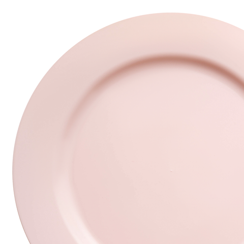Matte Pink Round Disposable Plastic Dinner Plates (10