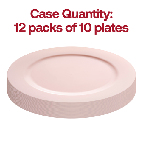 Matte Pink Round Disposable Plastic Dinner Plates (10