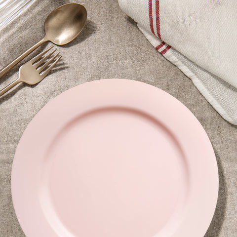 Matte Pink Round Plastic Salad Plates (7.5