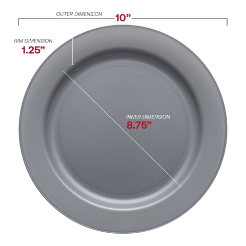 Matte Steel Gray Round Disposable Plastic Appetizer/Salad Plates (7.5
