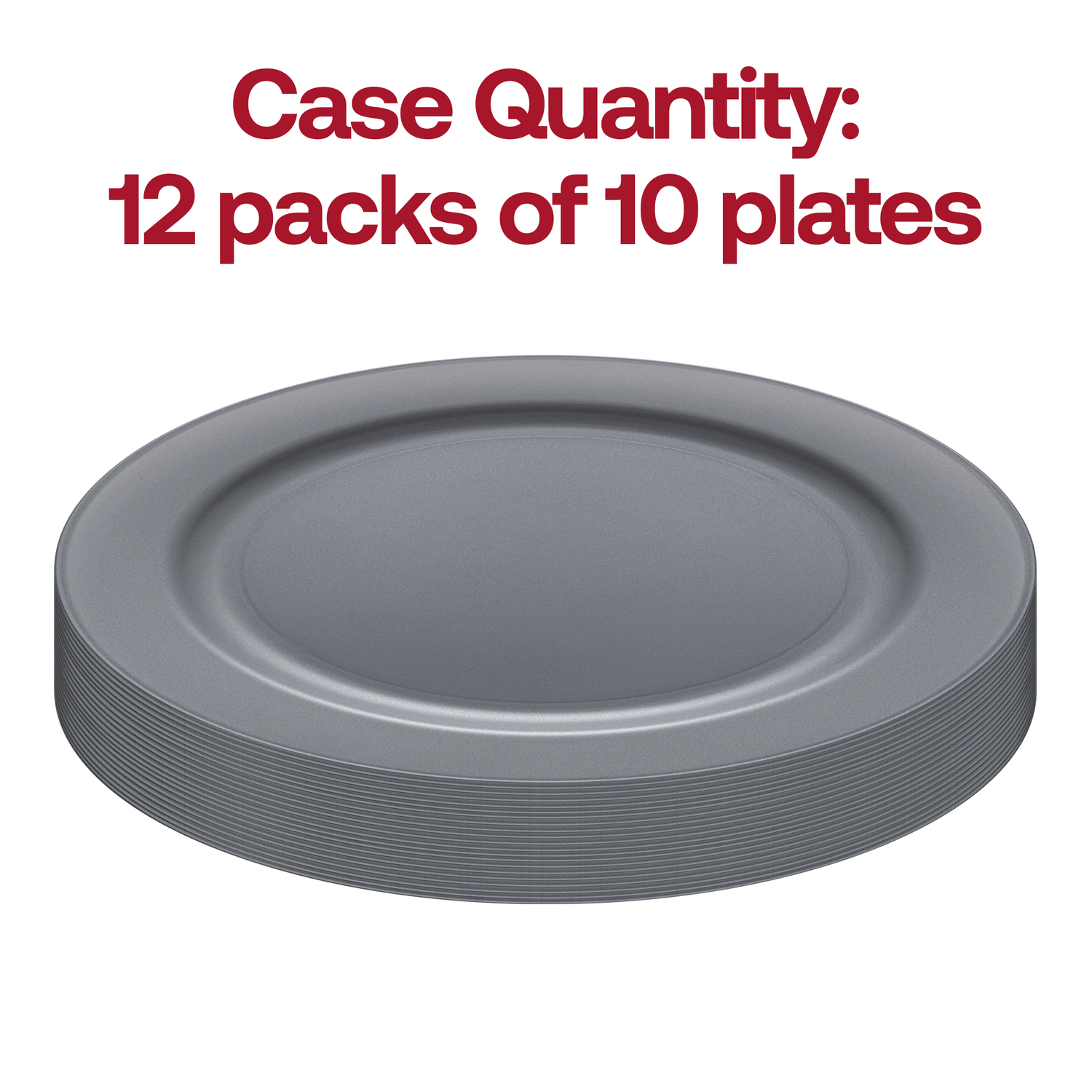 Matte Steel Gray Round Disposable Plastic Appetizer/Salad Plates (7.5") Quantity | The Kaya Collection