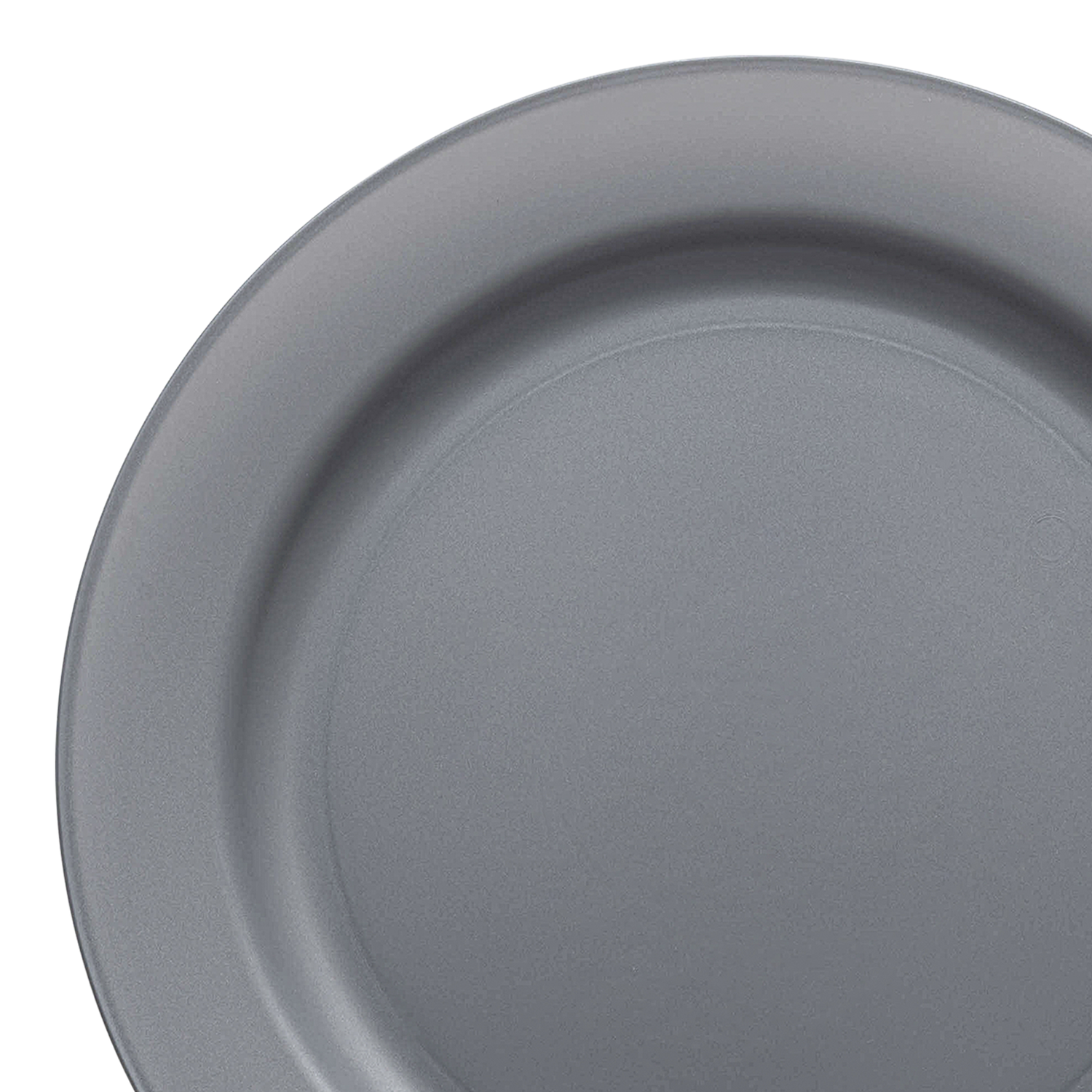 Matte Steel Gray Round Disposable Plastic Dinner Plates (10") | The Kaya Collection