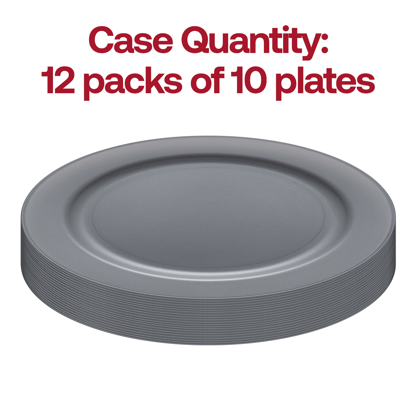 Matte Steel Gray Round Disposable Plastic Dinner Plates (10") Quantity | The Kaya Collection